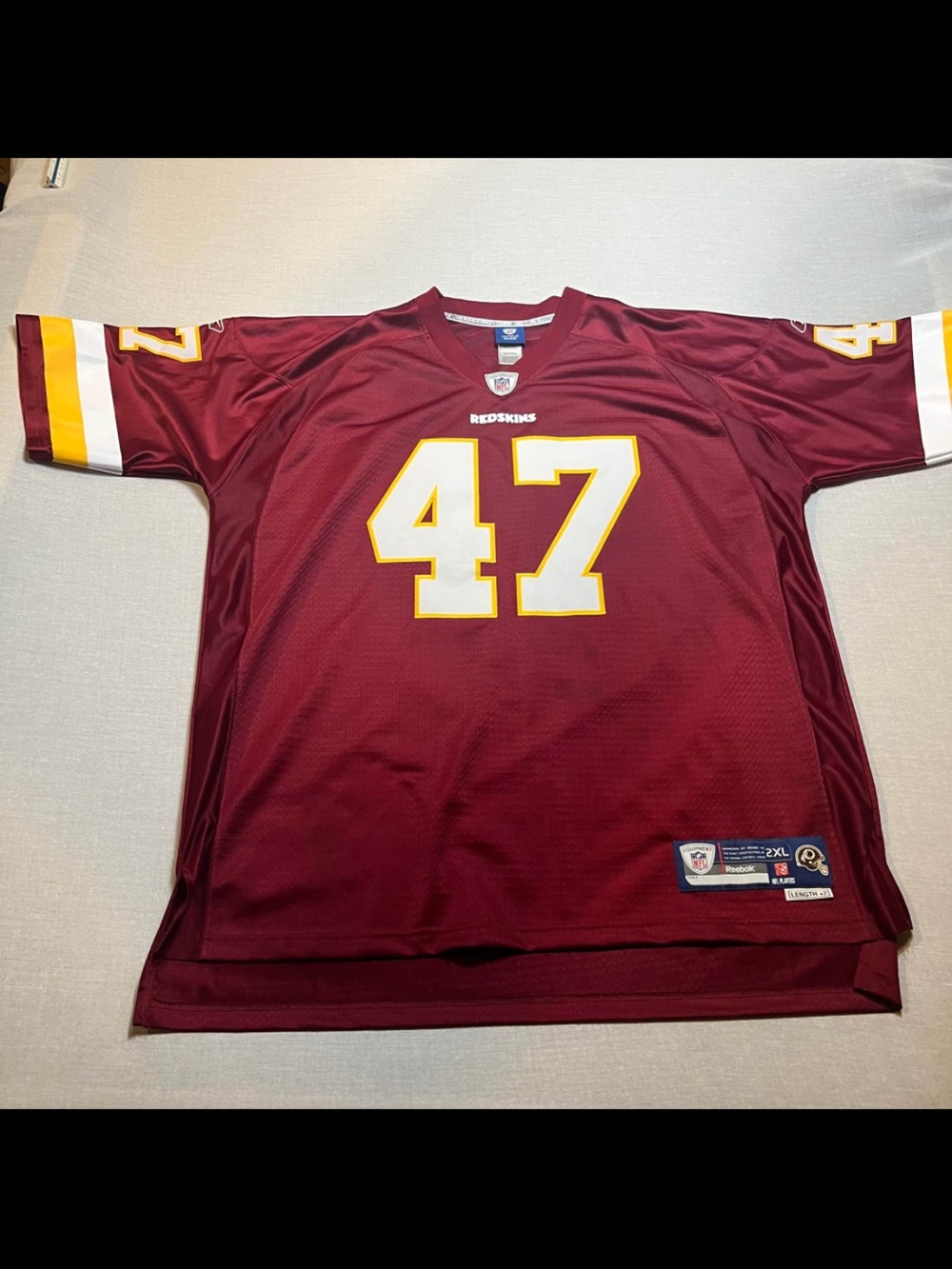 Reebok Men's Maroon Football Jersey with White & Gold Accents #47
